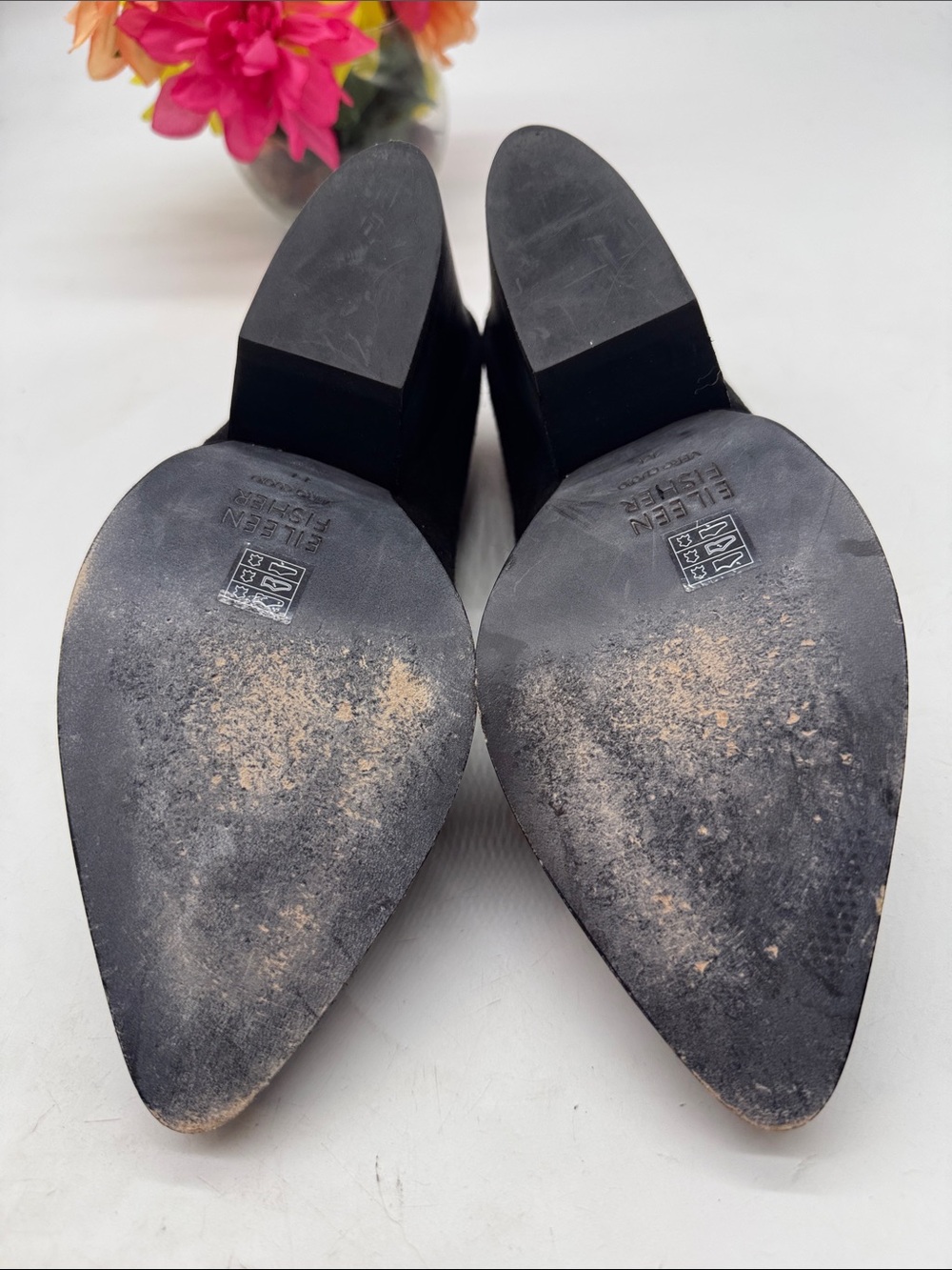 Eileen Fisher Black Suede Pointed Wedge Pumps Size 11 BLW10189 - Picture 6 of 8
